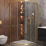 Душевой уголок Cezares Molveno 90x90 MOLVENO-R-1-90-C-BORO-IV профиль Брашированное золото стекло прозрачное