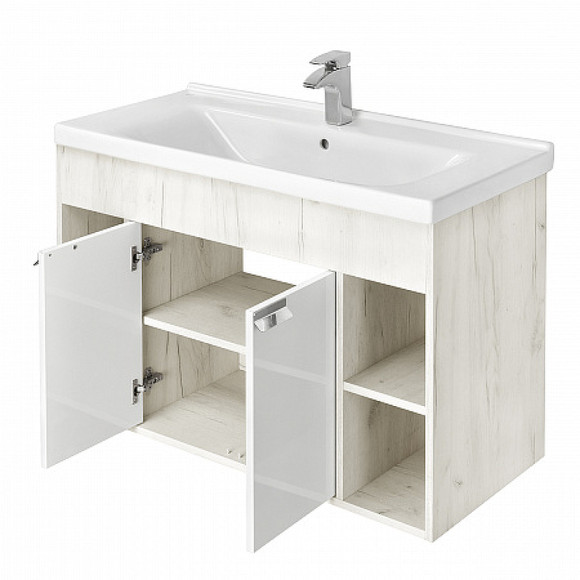 Тумба под раковину Aquaton Флай 100 1A237501FAX10 Белая Дуб крафт
