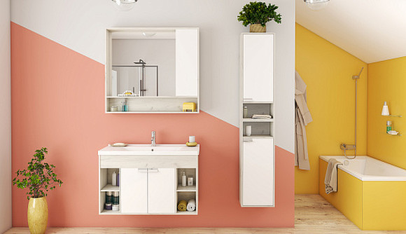 Тумба под раковину Aquaton Флай 100 1A237501FAX10 Белая Дуб крафт