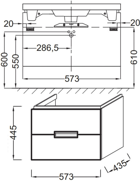 Тумба под раковину Jacob Delafon Reve 60 EB1134-G80 подвесная Светло-коричневая
