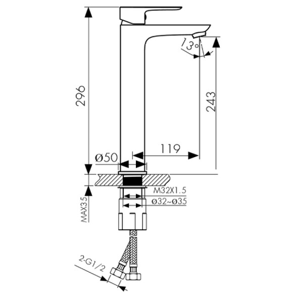 Смеситель для раковины Kaiser Cezar 05111 Хром Смеситель для раковины Kaiser Cezar 05111 Хром
