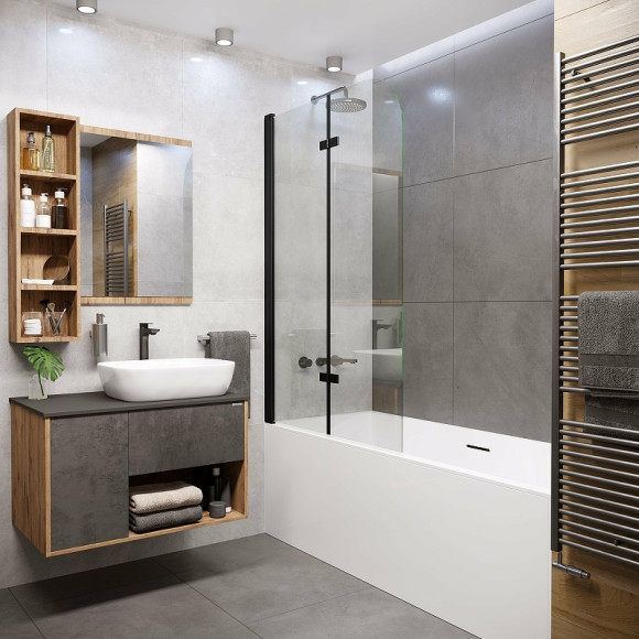 Шторка на ванну Grossman 110x150 GR-106110BLACK профиль Черный стекло прозрачное Шторка на ванну Grossman 110x150 GR-106110BLACK профиль Черный стекло прозрачное