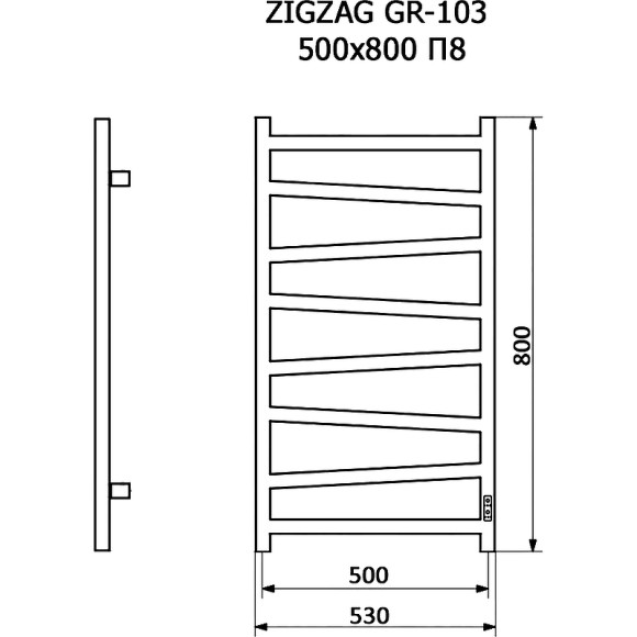 Электрический полотенцесушитель Grois Zigzag GR-103 50/80 П8 9016 R диммер справа Белый матовый Электрический полотенцесушитель Grois Zigzag GR-103 50/80 П8 9016 R диммер справа Белый матовый