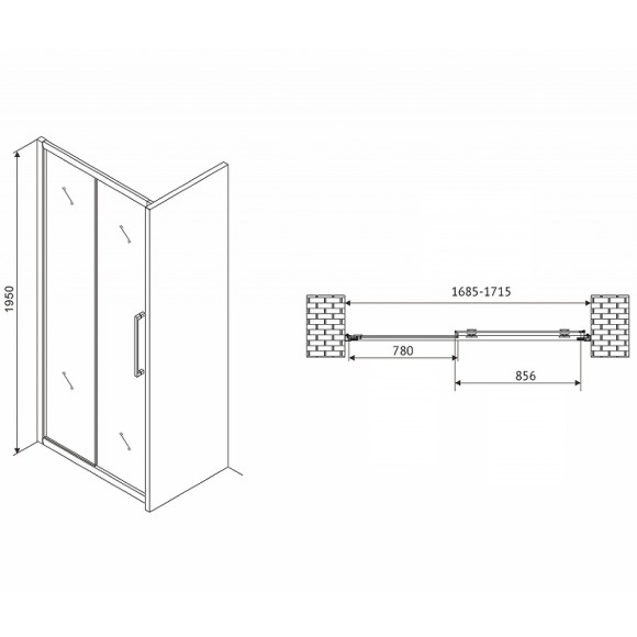 Душевая дверь Abber Schwarzer Diamant 170 AG30170MH профиль Хром стекло матовое Душевая дверь Abber Schwarzer Diamant 170 AG30170MH профиль Хром стекло матовое
