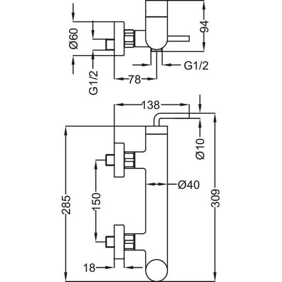 Смеситель для душа Cezares Eco ECO-DM-01-Cr Хром