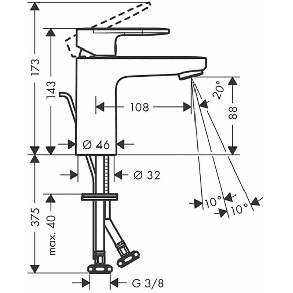 Смеситель для раковины Hansgrohe Vernis Blend 71551670 Черный матовый