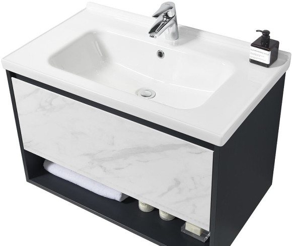 Тумба с раковиной Orans BC-0903 60 903600 подвесная Dark grey White marble Тумба с раковиной Orans BC-0903 60 903600 подвесная Dark grey White marble