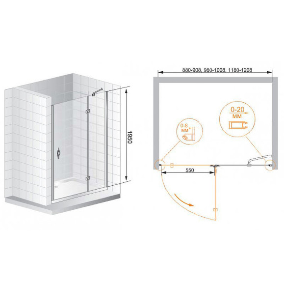 Душевая дверь Cezares Bergamo 120 R BERGAMO-W-B-12-120-C-Cr-R профиль Хром стекло прозрачное Душевая дверь Cezares Bergamo 120 R BERGAMO-W-B-12-120-C-Cr-R профиль Хром стекло прозрачное