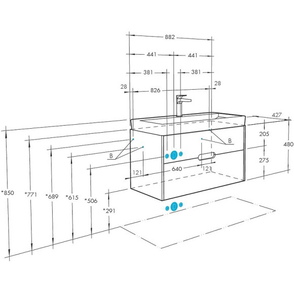 Тумба под раковину Aquaton Оливия 90 1A254401OLUG0 подвесная Грей Дуб ойстер