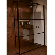 Душевая стенка Riho Grid 90 G004037121 (GB4090030) профиль Черный стекло прозрачное