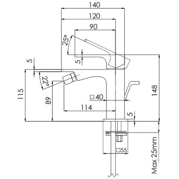 Смеситель для биде Remer Absolute AU20NP Никель брашированный Смеситель для биде Remer Absolute AU20NP Никель брашированный
