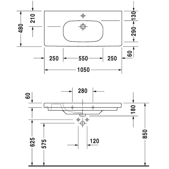 Раковина Duravit D-Code 100 03421000002 Белая Раковина Duravit D-Code 100 03421000002 Белая