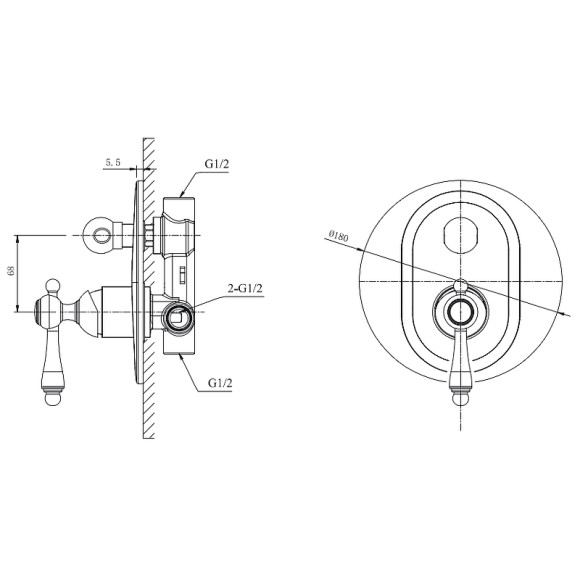 Смеситель для душа Caprigo Fonte 12-551-crm Хром