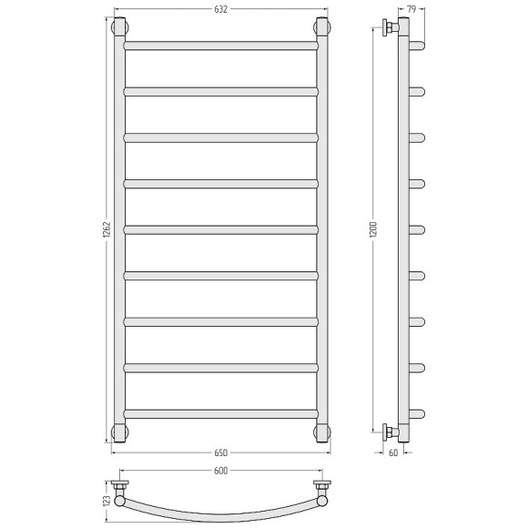 Водяной полотенцесушитель Сунержа Галант+ 1200х600 31-0200-1260 Черный матовый Водяной полотенцесушитель Сунержа Галант+ 1200х600 31-0200-1260 Черный матовый