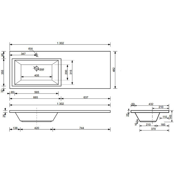 Тумба с раковиной Эстет Dallas Luxe 130 L ФР-00002267 Белая