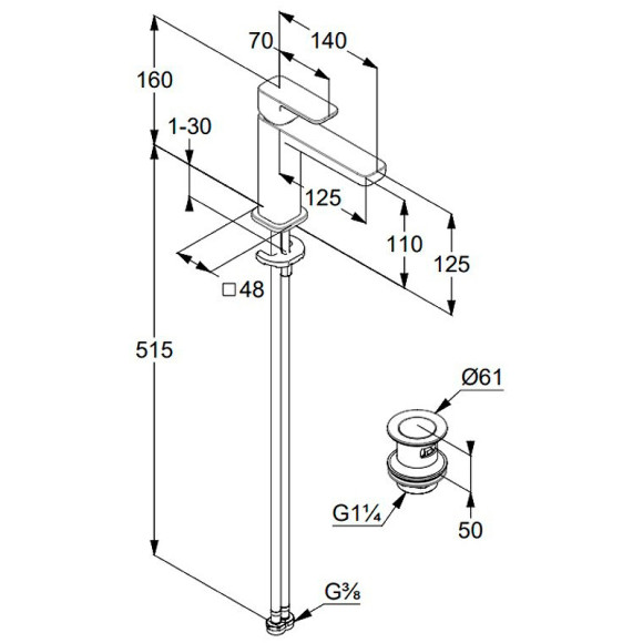 Смеситель для раковины Kludi Renon 422883975 Черный матовый Смеситель для раковины Kludi Renon 422883975 Черный матовый