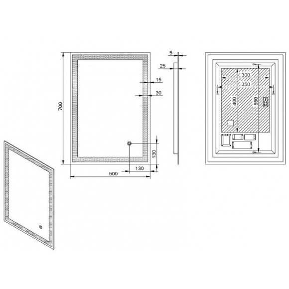 Зеркало Esbano 50 ESMI3429FRD с подсветкой с сенсорным выключателем и подогревом Зеркало Esbano 50 ESMI3429FRD с подсветкой с сенсорным выключателем и подогревом