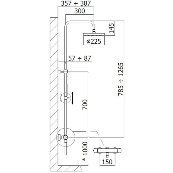 Душевая система Paffoni Mini Birillo ZCOL638LIQNO с термостатом Черная матовая Душевая система Paffoni Mini Birillo ZCOL638LIQNO с термостатом Черная матовая