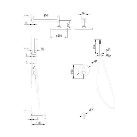 Душевая система Abber Wasser Kreis AF8117RG Розовое золото