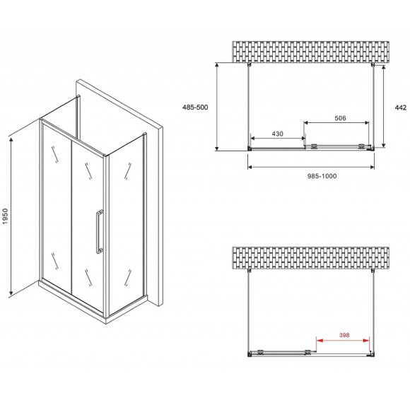 Душевой уголок Abber Schwarzer Diamant 100x50 AG30100H-S50-S50 профиль Хром стекло прозрачное Душевой уголок Abber Schwarzer Diamant 100x50 AG30100H-S50-S50 профиль Хром стекло прозрачное