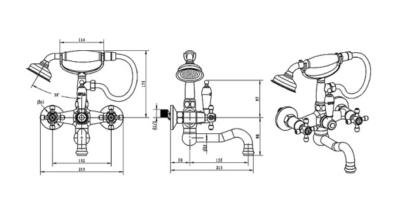 Смеситель для ванны Boheme Tradizionale Chromo 273-Ceramic Хром