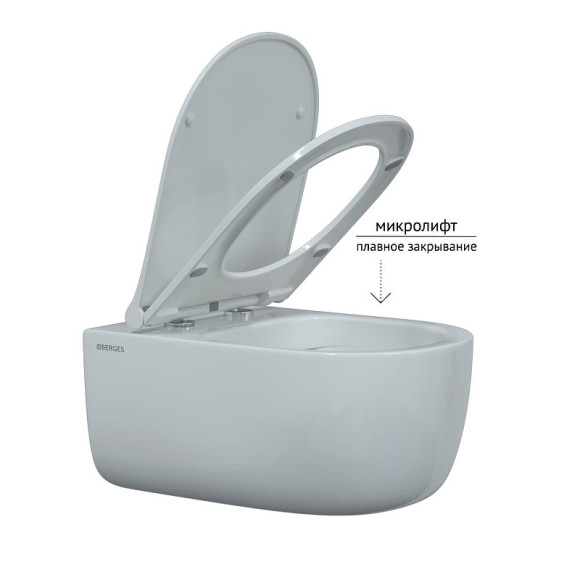 Унитаз Berges Ego XL Rimless 082118 подвесной с сиденьем Микролифт Унитаз Berges Ego XL Rimless 082118 подвесной с сиденьем Микролифт