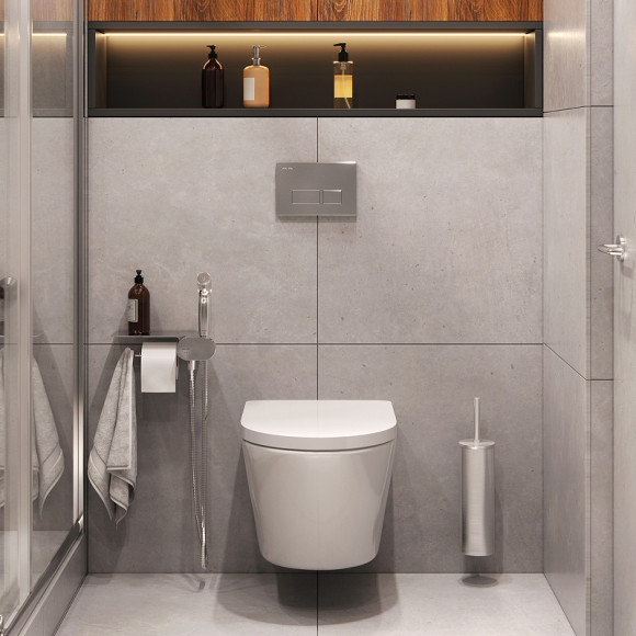 Унитаз AM.PM Sense FlashClean CK74H0403W подвесной с гигиеническим душем и ершиком с сиденьем Микролифт Унитаз AM.PM Sense FlashClean CK74H0403W подвесной с гигиеническим душем и ершиком с сиденьем Микролифт