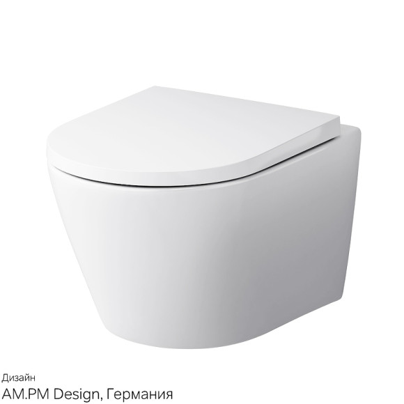 Унитаз AM.PM Sense FlashClean CK74H0403W подвесной с гигиеническим душем и ершиком с сиденьем Микролифт Унитаз AM.PM Sense FlashClean CK74H0403W подвесной с гигиеническим душем и ершиком с сиденьем Микролифт