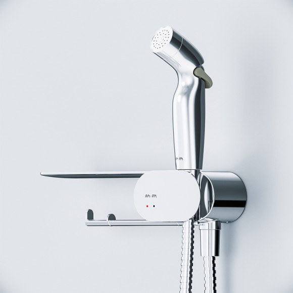 Унитаз AM.PM Sense FlashClean CK74H0403W подвесной с гигиеническим душем и ершиком с сиденьем Микролифт Унитаз AM.PM Sense FlashClean CK74H0403W подвесной с гигиеническим душем и ершиком с сиденьем Микролифт