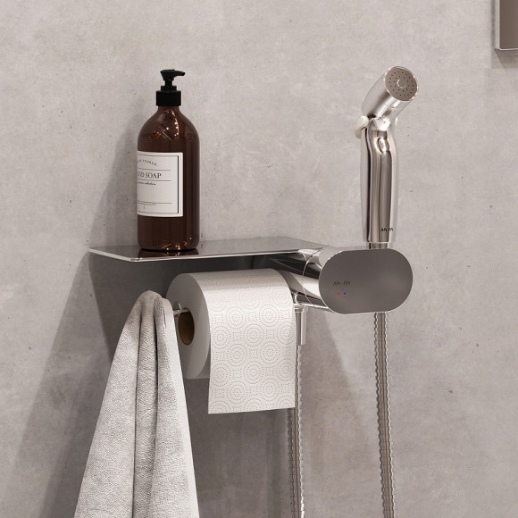 Унитаз AM.PM Sense FlashClean CK74H0403W подвесной с гигиеническим душем и ершиком с сиденьем Микролифт Унитаз AM.PM Sense FlashClean CK74H0403W подвесной с гигиеническим душем и ершиком с сиденьем Микролифт