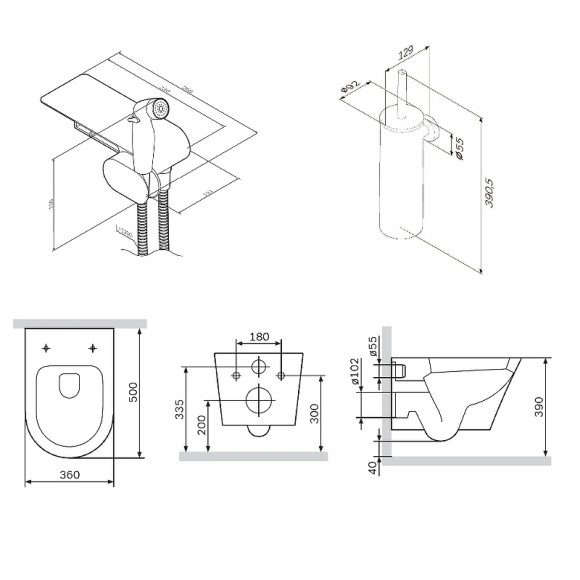 Унитаз AM.PM Sense FlashClean CK74H0403W подвесной с гигиеническим душем и ершиком с сиденьем Микролифт Унитаз AM.PM Sense FlashClean CK74H0403W подвесной с гигиеническим душем и ершиком с сиденьем Микролифт