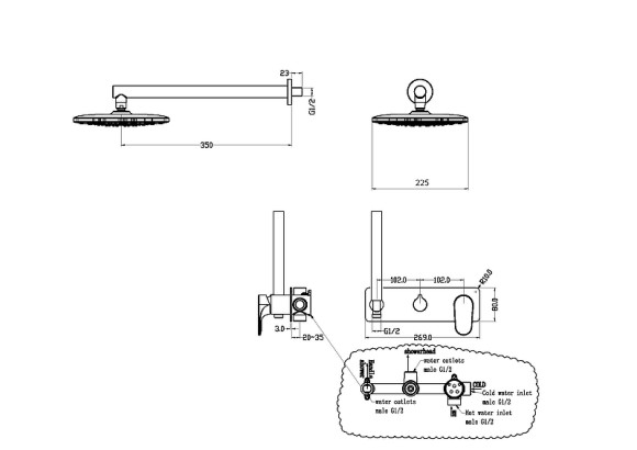 Душевая система Boheme Spectre 454-MW Белая матовая