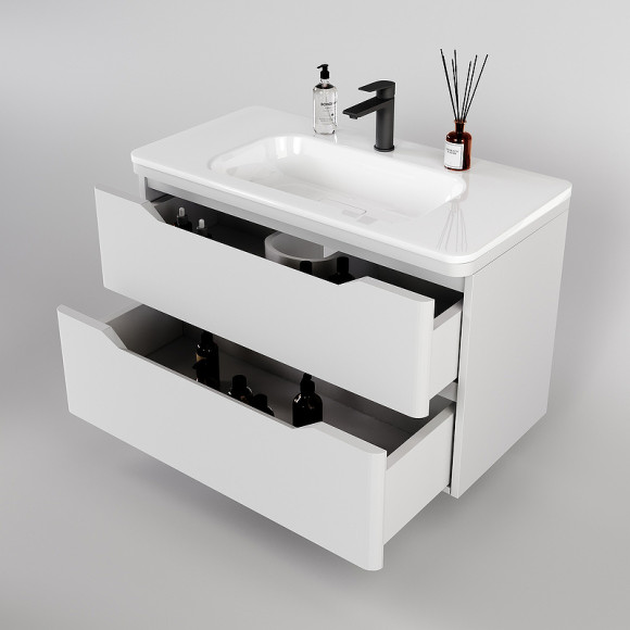 Тумба под раковину Style Line Марелла 90 Люкс Plus СС-00002413 подвесная Белый матовый антискрейтч Тумба под раковину Style Line Марелла 90 Люкс Plus СС-00002413 подвесная Белый матовый антискрейтч