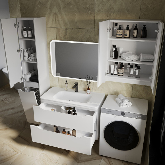 Тумба под раковину Style Line Марелла 90 Люкс Plus СС-00002413 подвесная Белый матовый антискрейтч Тумба под раковину Style Line Марелла 90 Люкс Plus СС-00002413 подвесная Белый матовый антискрейтч