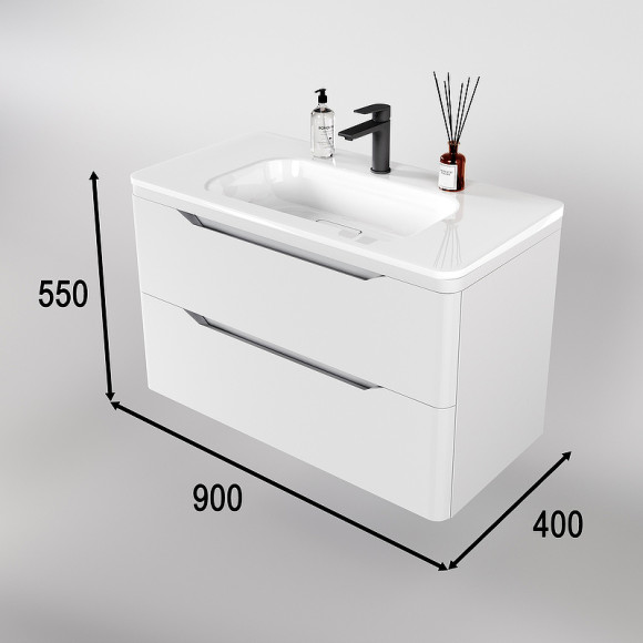 Тумба под раковину Style Line Марелла 90 Люкс Plus СС-00002413 подвесная Белый матовый антискрейтч Тумба под раковину Style Line Марелла 90 Люкс Plus СС-00002413 подвесная Белый матовый антискрейтч