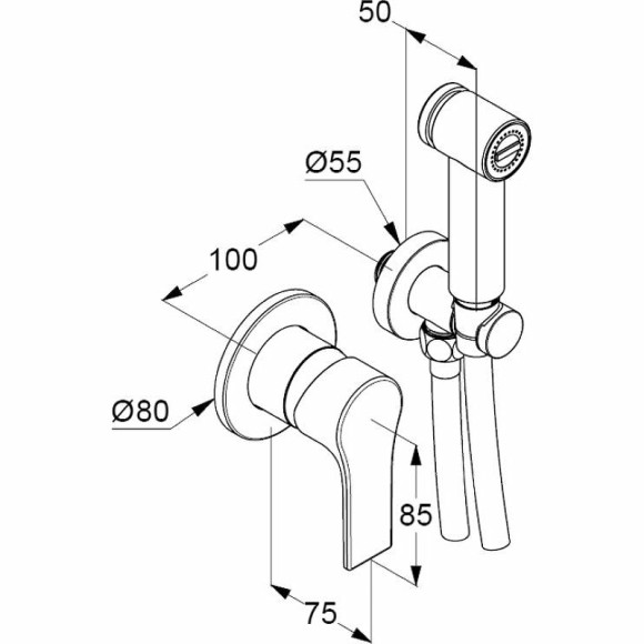 Гигиенический душ со смесителем Kludi Zenta SL 489980565 Хром Гигиенический душ со смесителем Kludi Zenta SL 489980565 Хром