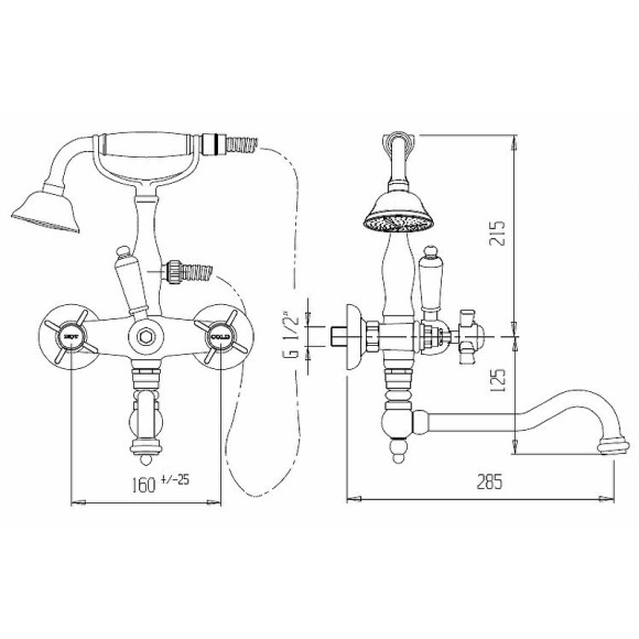 Смеситель на борт ванны Cezares Golf GOLF-PBV2-01-Bi Хром