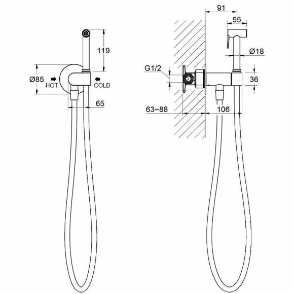 Гигиенический душ со смесителем Aquatek Оберон AQ1024CR Хром