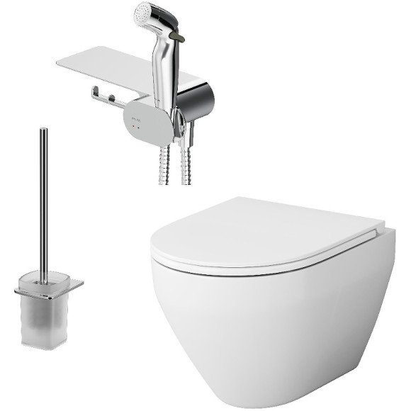 Унитаз AM.PM Spirit V2.0 FlashClean CK70H1003W подвесной с гигиеническим душем и ершиком с сиденьем Микролифт
