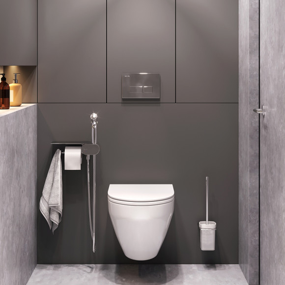 Унитаз AM.PM Spirit V2.0 FlashClean CK70H1003W подвесной с гигиеническим душем и ершиком с сиденьем Микролифт Унитаз AM.PM Spirit V2.0 FlashClean CK70H1003W подвесной с гигиеническим душем и ершиком с сиденьем Микролифт