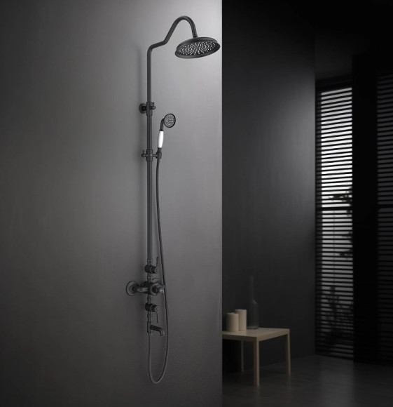Душевая система Aquatek Классик AQ2543MB с термостатом Черная матовая