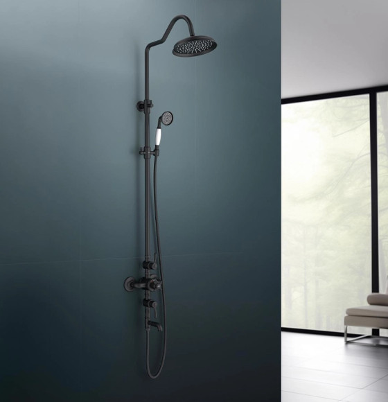 Душевая система Aquatek Классик AQ2543MB с термостатом Черная матовая