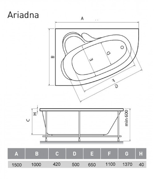 Акриловая ванна Relisan Ariadna 150x100 L Гл000000533 без гидромассажа Акриловая ванна Relisan Ariadna 150x100 L Гл000000533 без гидромассажа