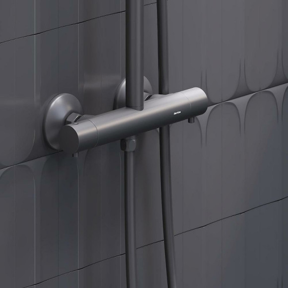 Душевая система Damixa Jupiter 977800300 с термостатом Черная матовая