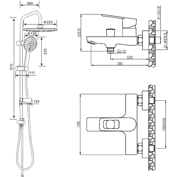 Душевая система Agger Brave A2393500 Хром