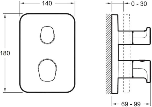 Смеситель для душа Jacob Delafon Модуло E98726-CP с термостатом Хром