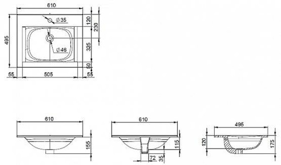 Раковина AM.PM Spirit V2.0 61 M70AWCC0602WG Белая Раковина AM.PM Spirit V2.0 61 M70AWCC0602WG Белая
