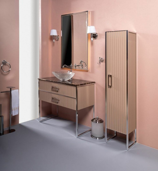 Шкаф пенал Boheme Armadi Art Monaco 35 R 868-CPCR-R Капучино Хром