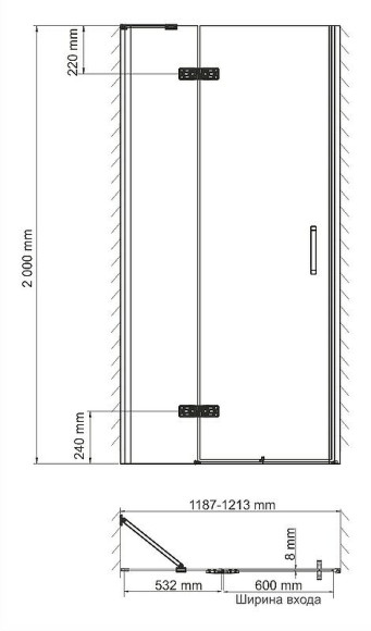 Душевая дверь WasserKRAFT Aller 120 L 10H05LWHITE профиль Хром стекло прозрачное Душевая дверь WasserKRAFT Aller 120 L 10H05LWHITE профиль Хром стекло прозрачное