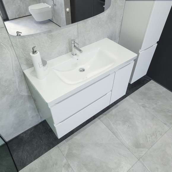 Тумба под раковину Caprigo Forte 100 36115R-SF027 подвесная Белая матовая